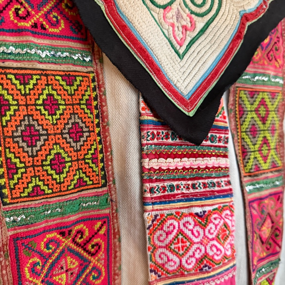 Handmade upcycled vintage kilim / afghan textile free people jacket size small - Picture 4 of 6
